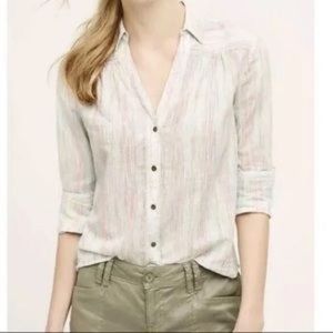 Anthropologie Striped Button-Up Blouse